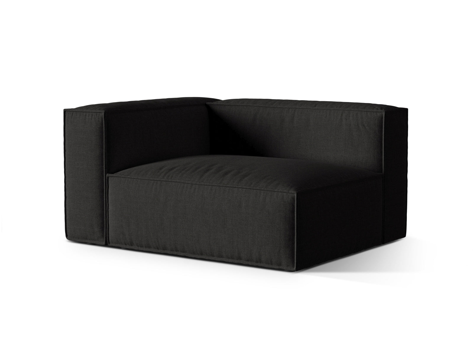 Elegantes 2-Sitzer Sofa links Nuria in stilvollem Schwarz, ideal für moderne Wohnräume, erhältlich bei KAQTU Design AG.