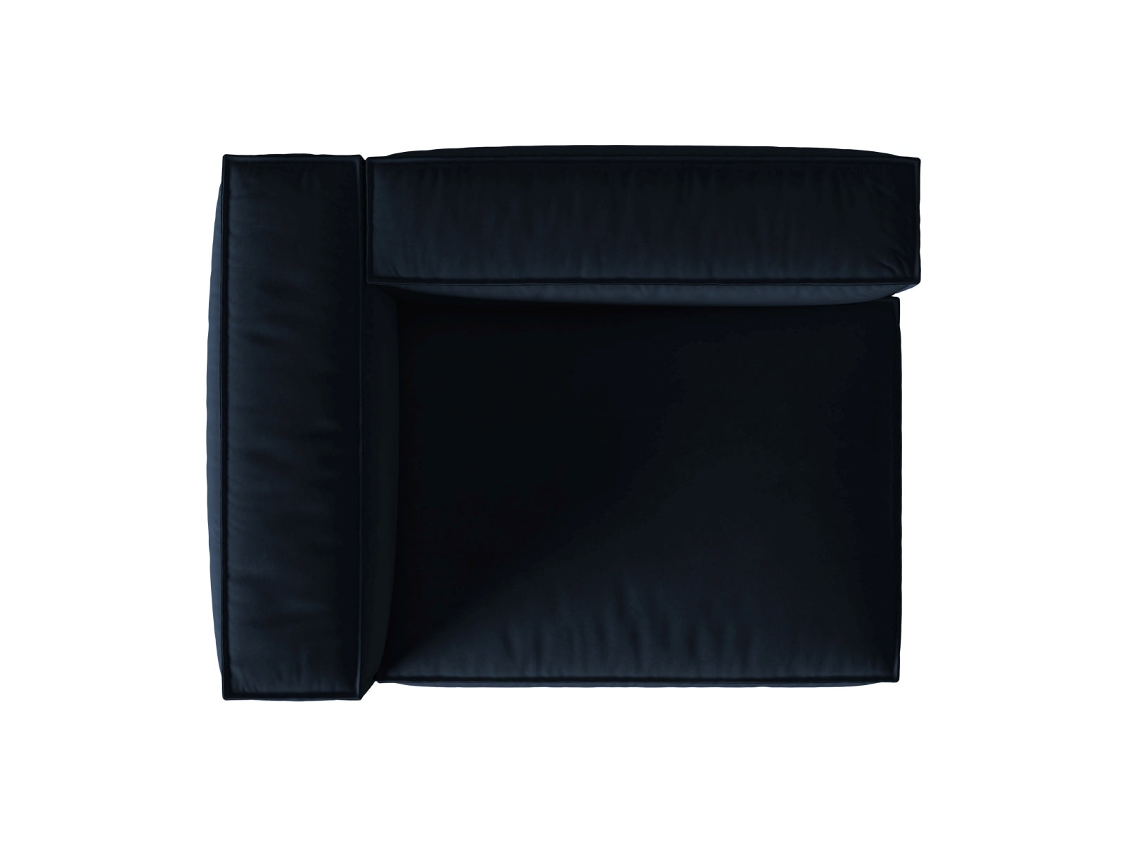 Elegantes, modulares 2-Sitzer Sofa Nuria Velour in edlem Blau, ideal für moderne Wohnräume und vielseitige Gestaltungsmöglichkeiten.