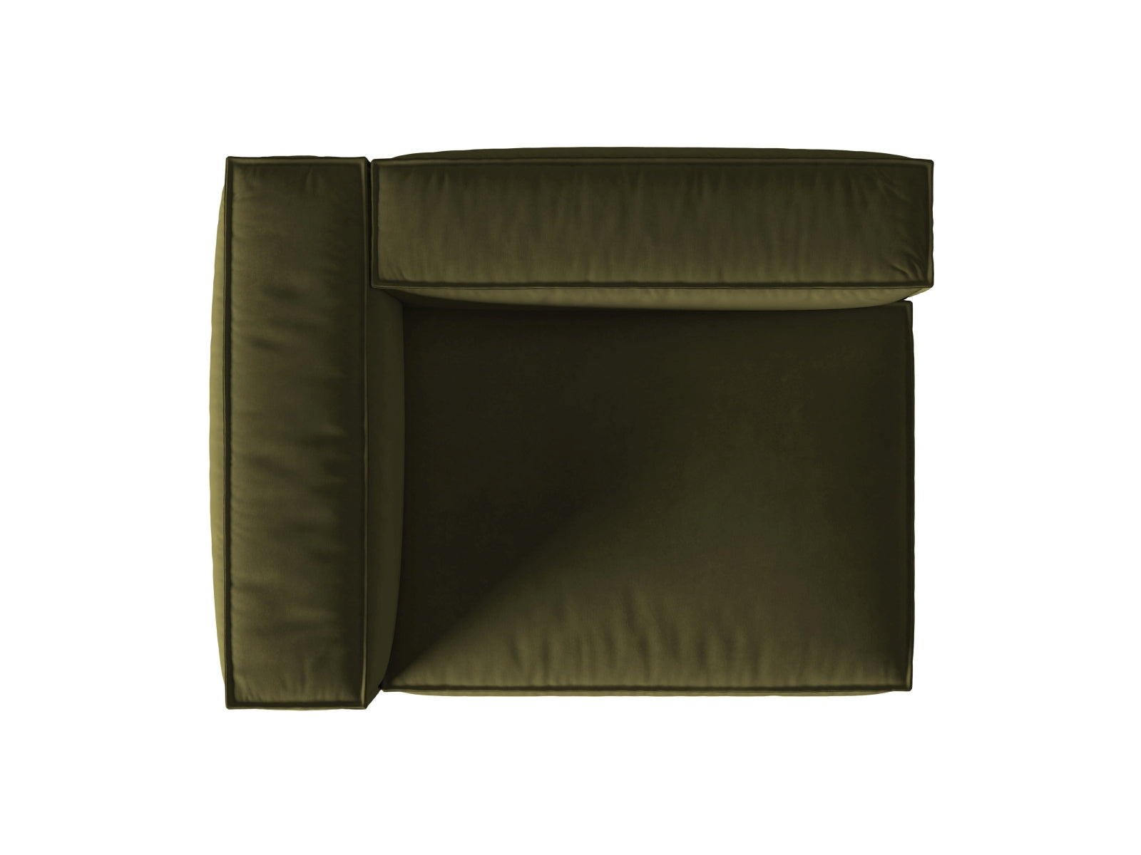 Elegantes, linksseitiges 2-Sitzer Sofa Nuria Velour in moosgrün, ideal für moderne Wohnräume von Micadoni.