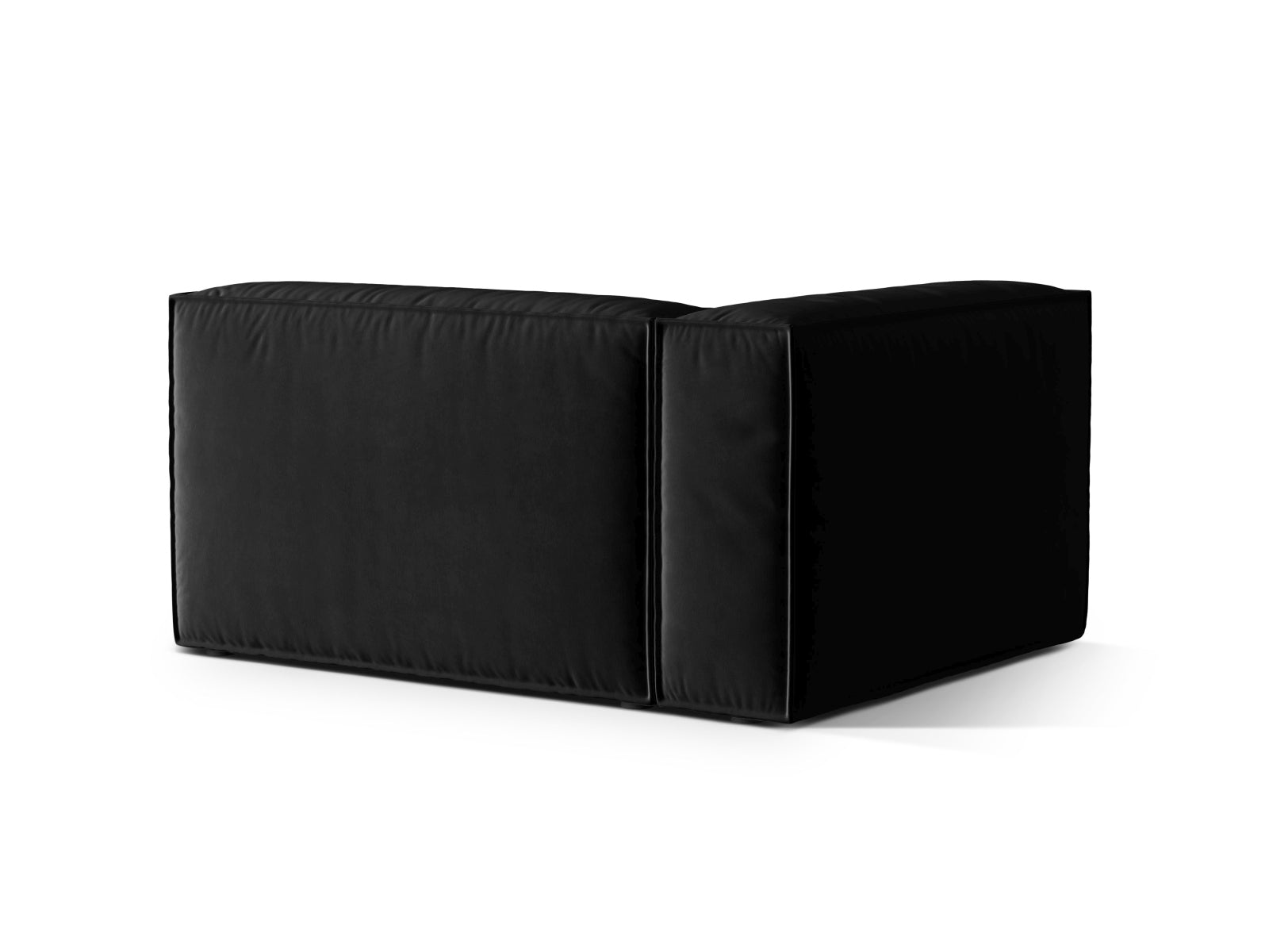 Stylisches, linksseitiges Nuria Velour 2-Sitzer Sofa in edlem Schwarz, perfekt für zeitgemäße Inneneinrichtungen von Micadoni.