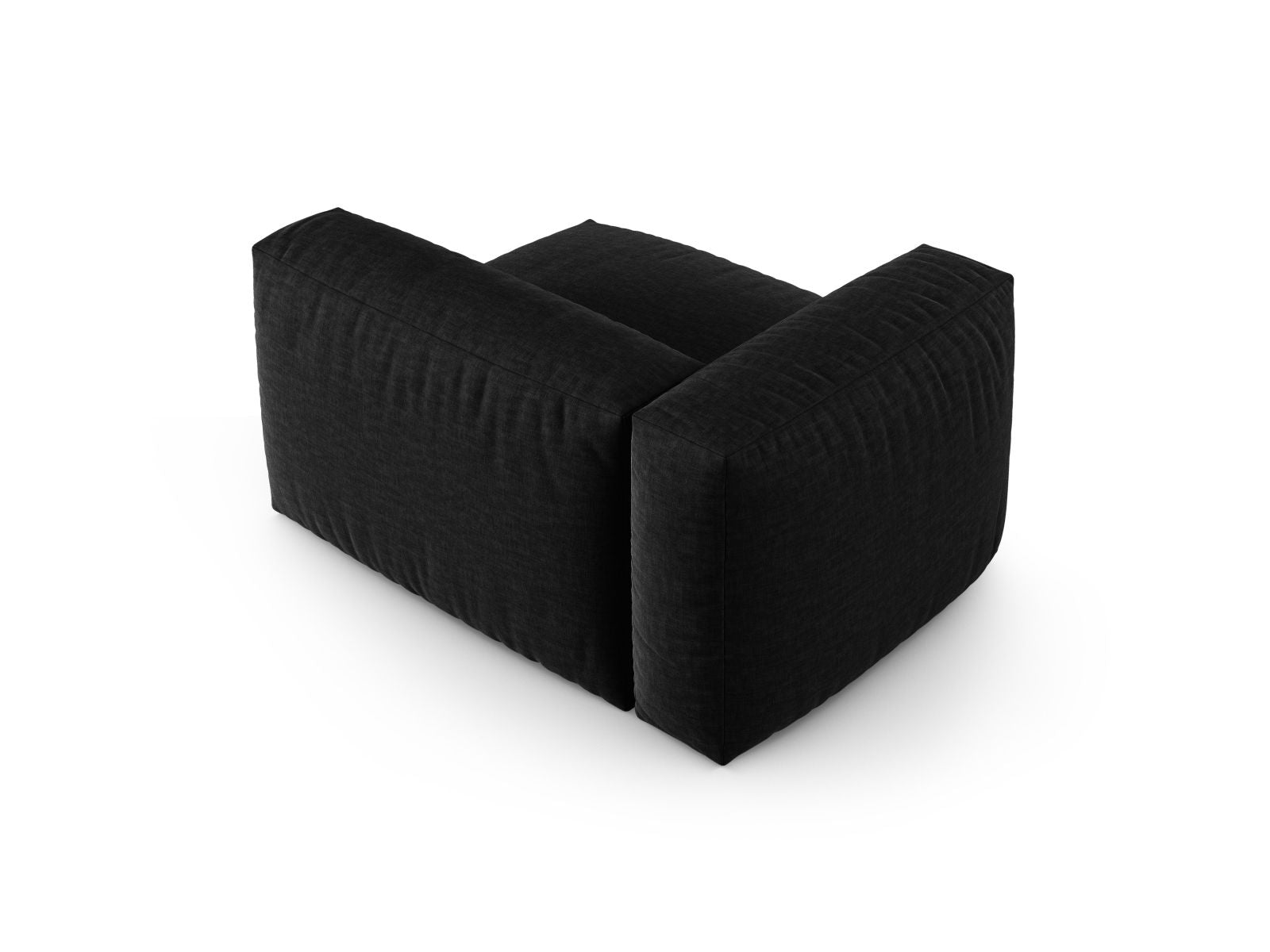 Elegantes 1-Sitzer Sofa Martina Wide XL links in modernem Schwarz, ideal für stilvolle Wohnkonzepte und vielseitige Raumgestaltung.