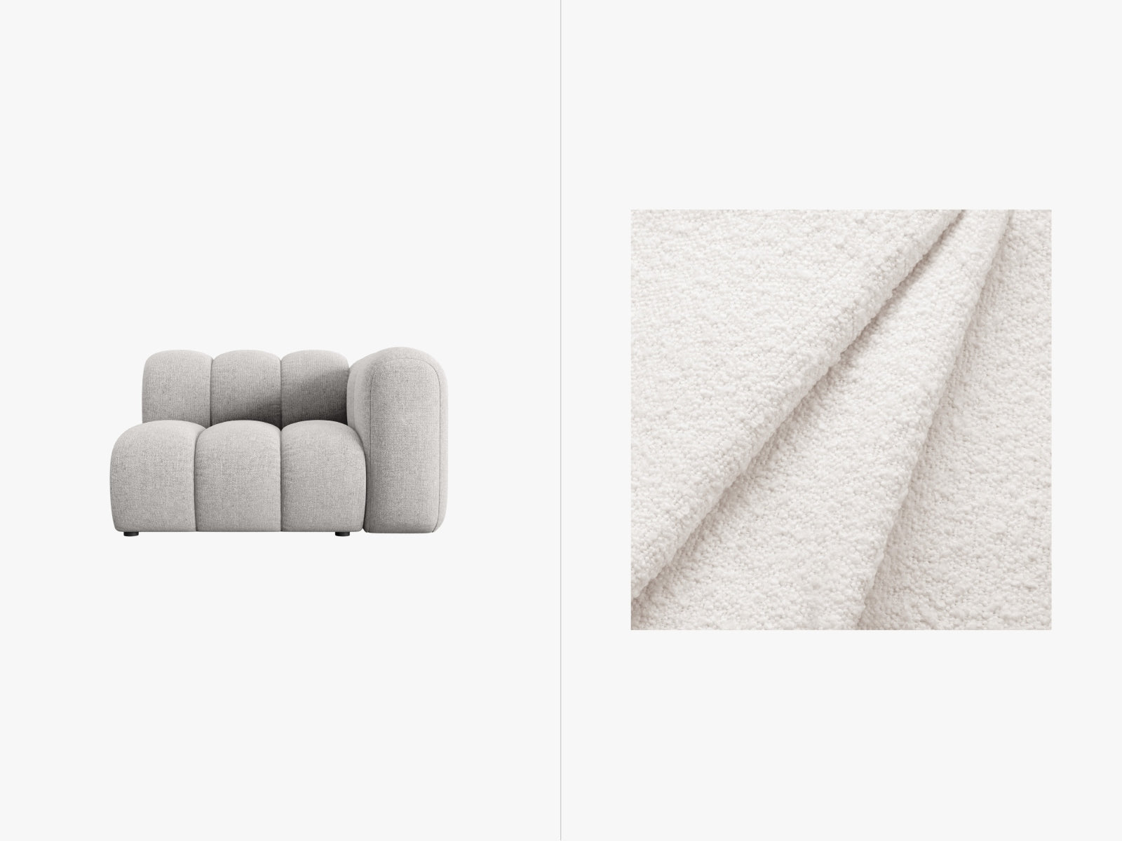 Lupine Boucle Modul rechts 1 Sitzer in White-Baloo präsentiert im Onlineshop von KAQTU Design AG. Modulares Sofa ist von Micadoni