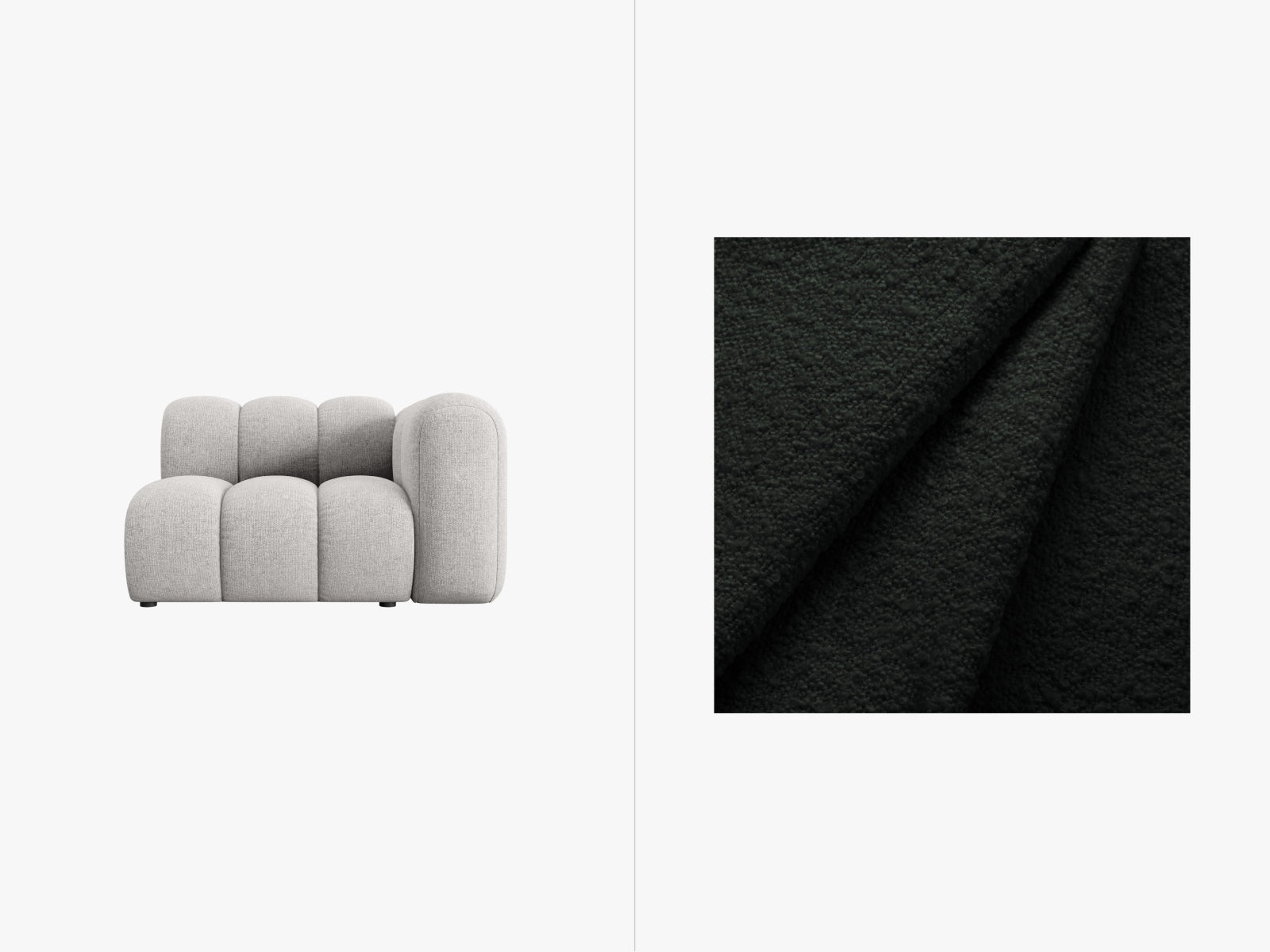 Lupine Boucle Modul rechts 1 Sitzer in Black-Baloo präsentiert im Onlineshop von KAQTU Design AG. Modulares Sofa ist von Micadoni