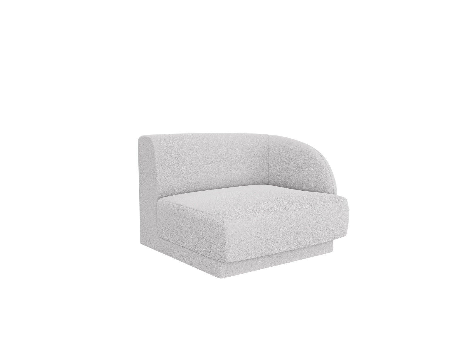 Elegantes Miley Boucle Modul rechts 1 Sitzer in hellem Grau, ideal für individuelles Sofa-Design von Micadoni.