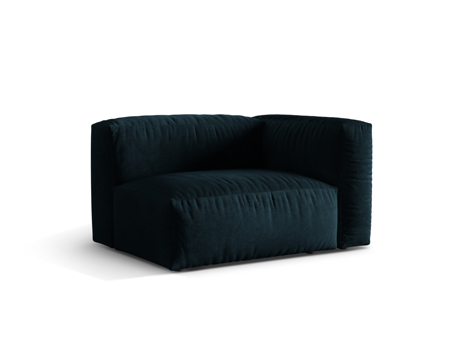Eleganter 1-Sitzer rechts im Veloursstoff Deep Petrol-Vogue, Teil des modularen Sofas Martina von Micadoni, ideal für stilvolle Wohnräume.