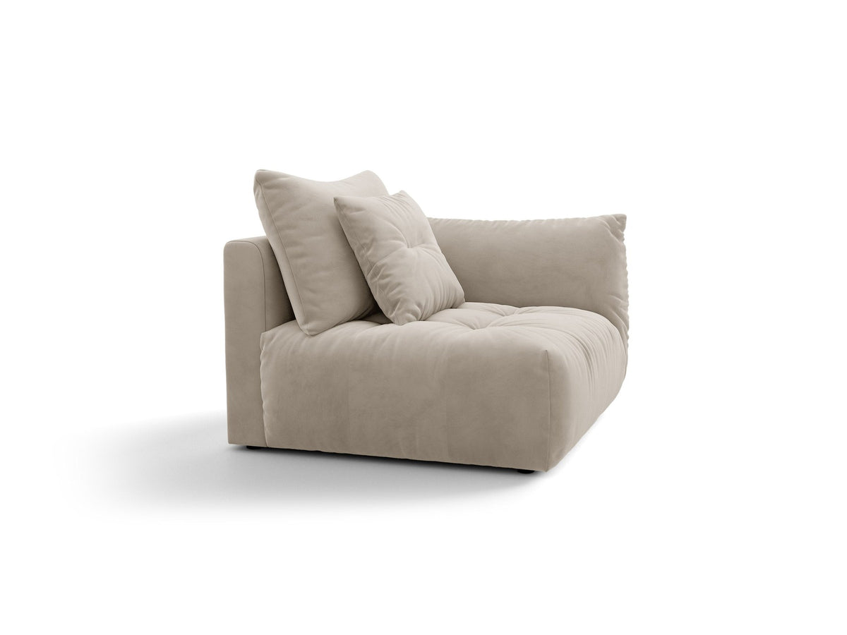 Modulares Sofa Bloom Modul von Micadoni in Leichtes Beige mit Casino-Stoffbezug aus Velours und schwarzen Kunststoffbeinen.