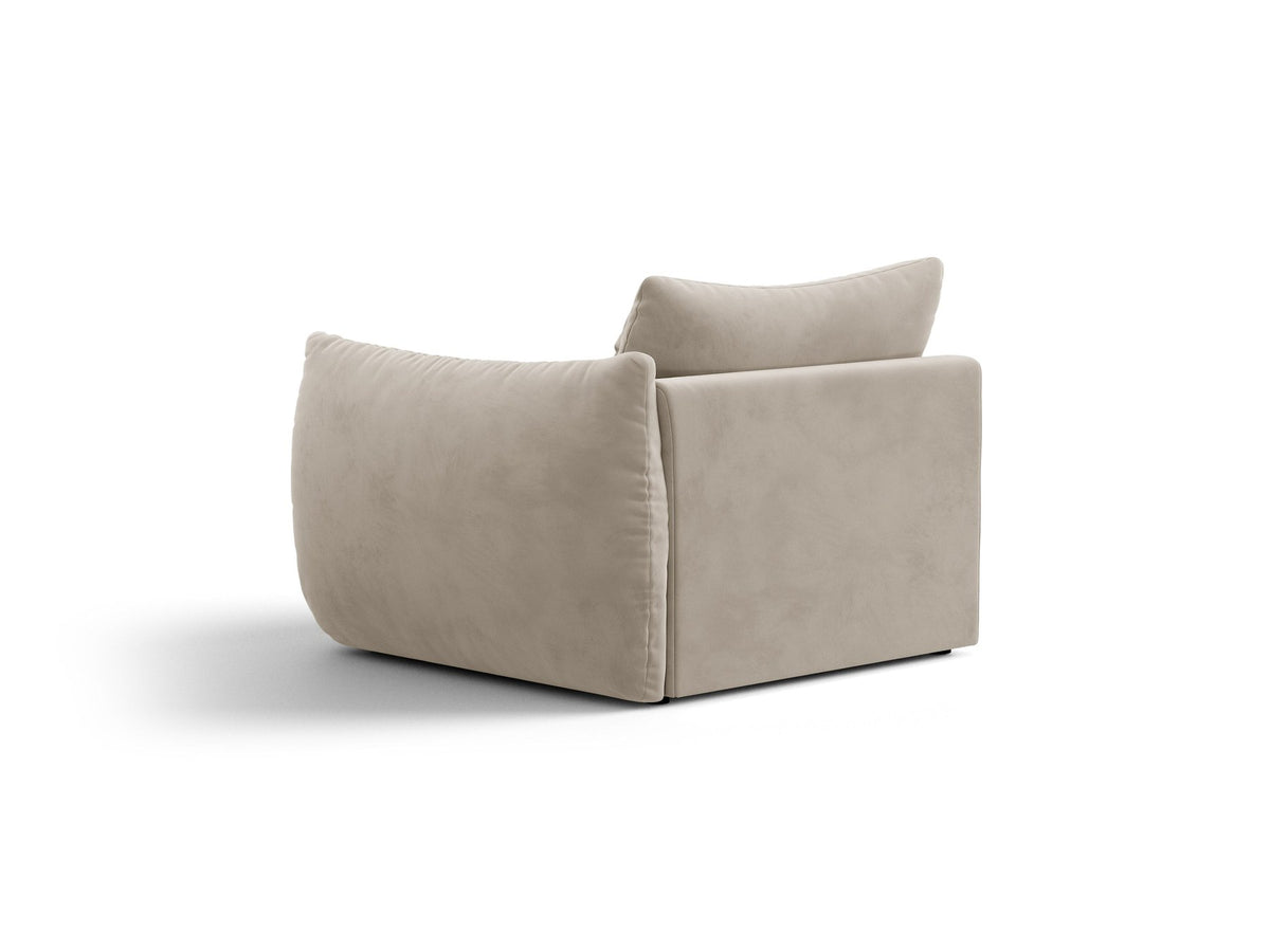 Modulares Sofa Bloom Modul von Micadoni in Leichtes Beige mit Casino-Stoffbezug aus Velours und schwarzen Kunststoffbeinen.