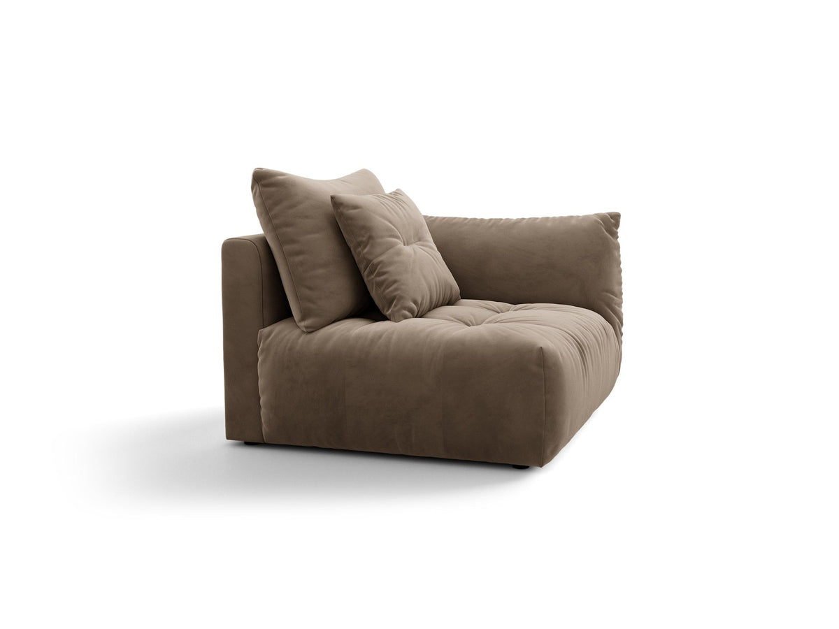 Modulares Sofa Bloom Modul von Micadoni in Leichtes Beige mit Casino-Stoffbezug aus Velours und schwarzen Kunststoffbeinen.