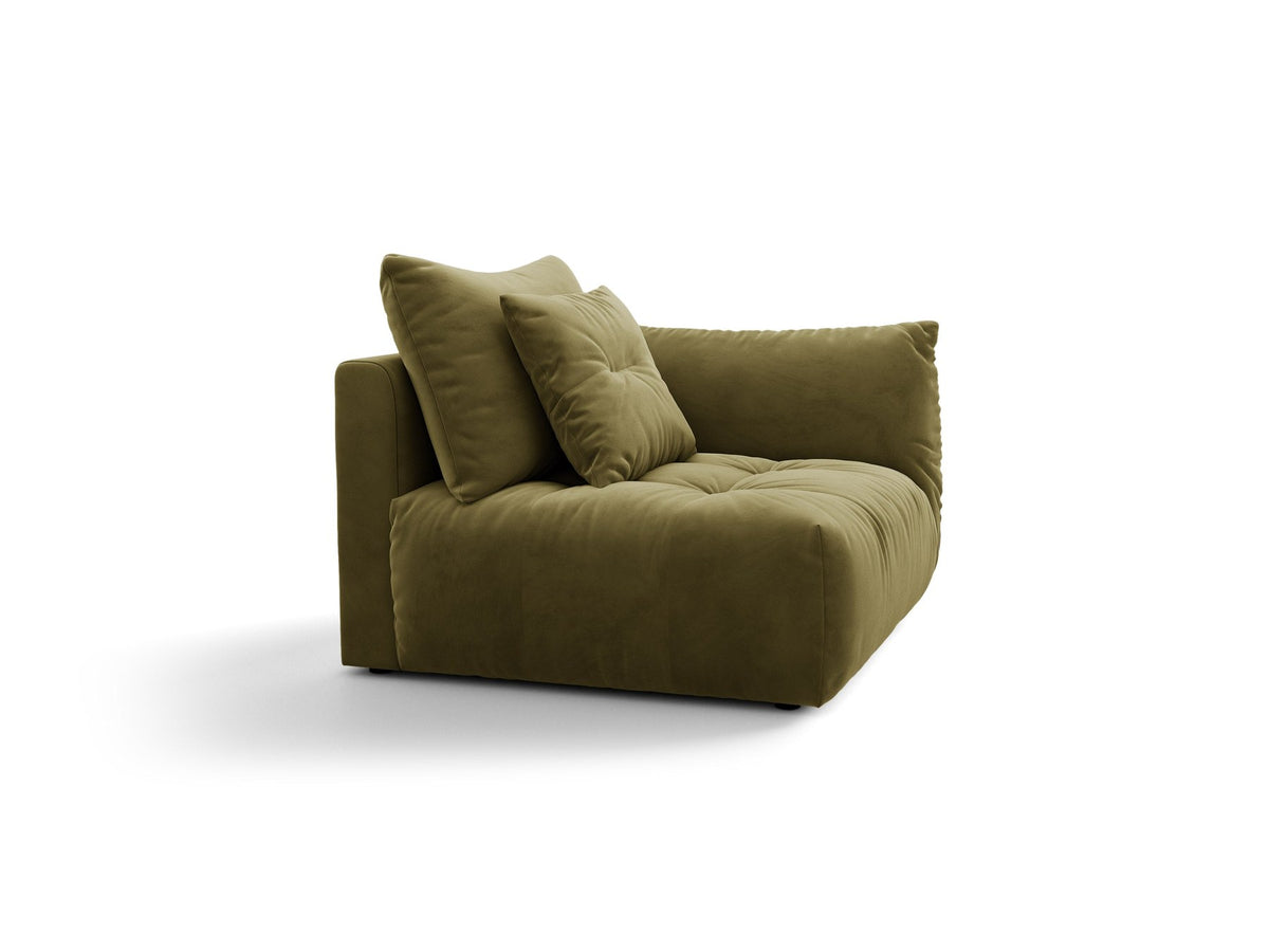 Modulares Sofa Bloom Modul von Micadoni in Leichtes Beige mit Casino-Stoffbezug aus Velours und schwarzen Kunststoffbeinen.