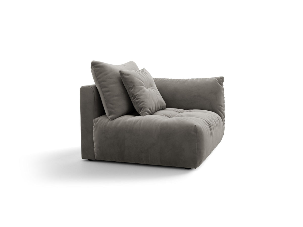 Modulares Sofa Bloom Modul von Micadoni in Leichtes Beige mit Casino-Stoffbezug aus Velours und schwarzen Kunststoffbeinen.
