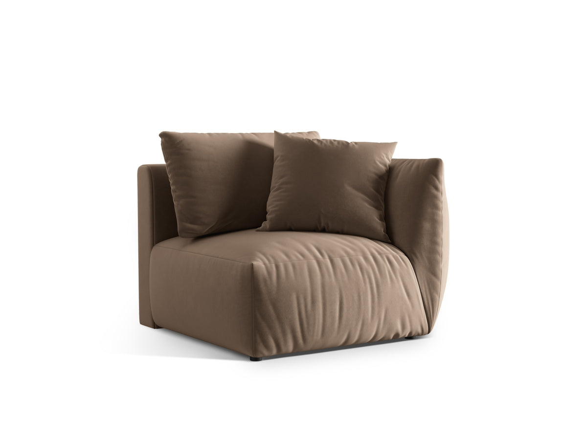Chris Velour Modul rechts 1 Sitzer in Light Brown-Casino präsentiert im Onlineshop von KAQTU Design AG. Modulares Sofa ist von Micadoni