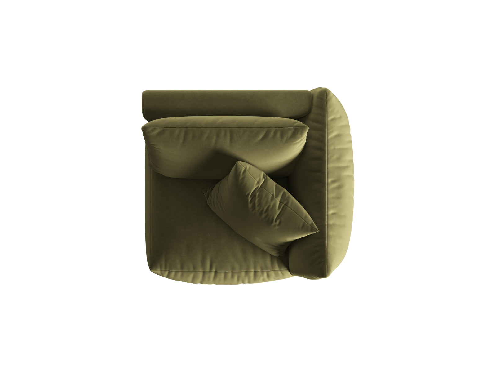 Elegantes Chris Velour Modul 1 Sitzer in sanftem Hellgrün, ideal für stilvolle und flexible Wohnräume.