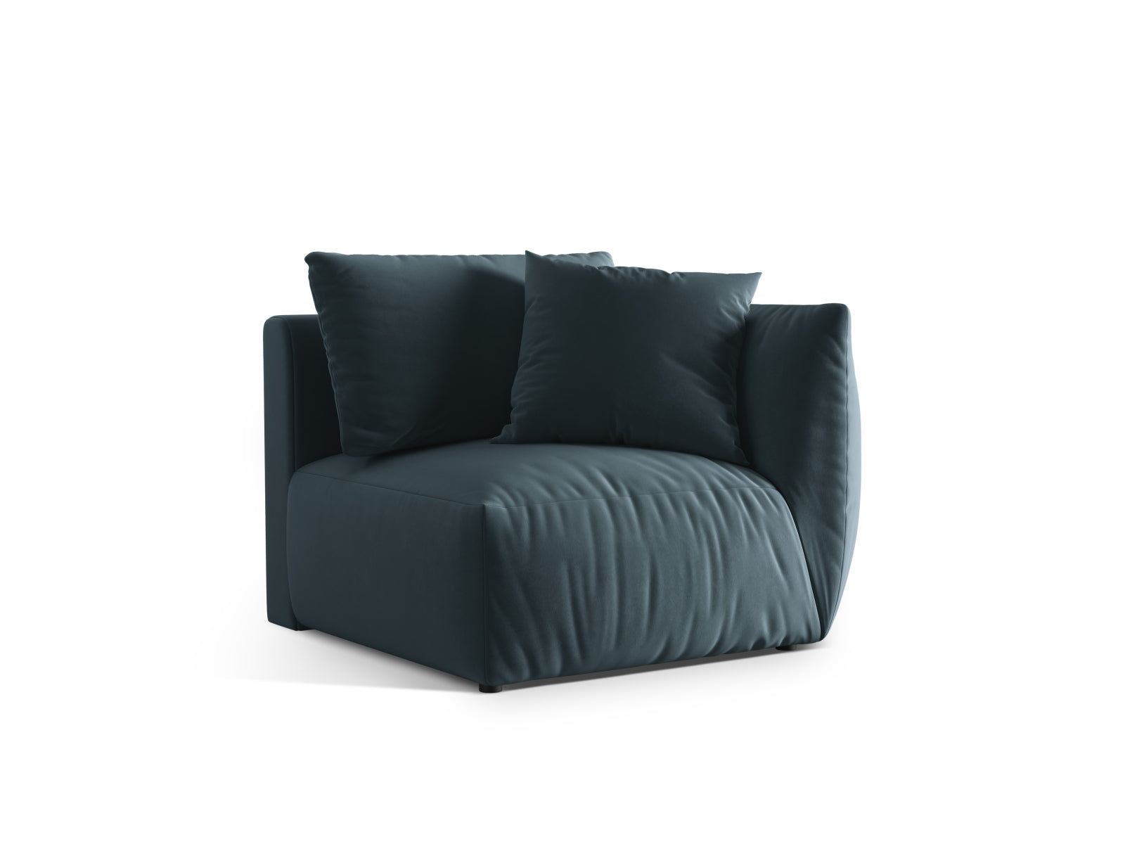 Elegantes Chris Velour Modul rechts 1 Sitzer in sanftem Pastellblau, ideal für stilvolle Wohnräume. Teil der modularen Sofa-Kollektion von Micadoni.