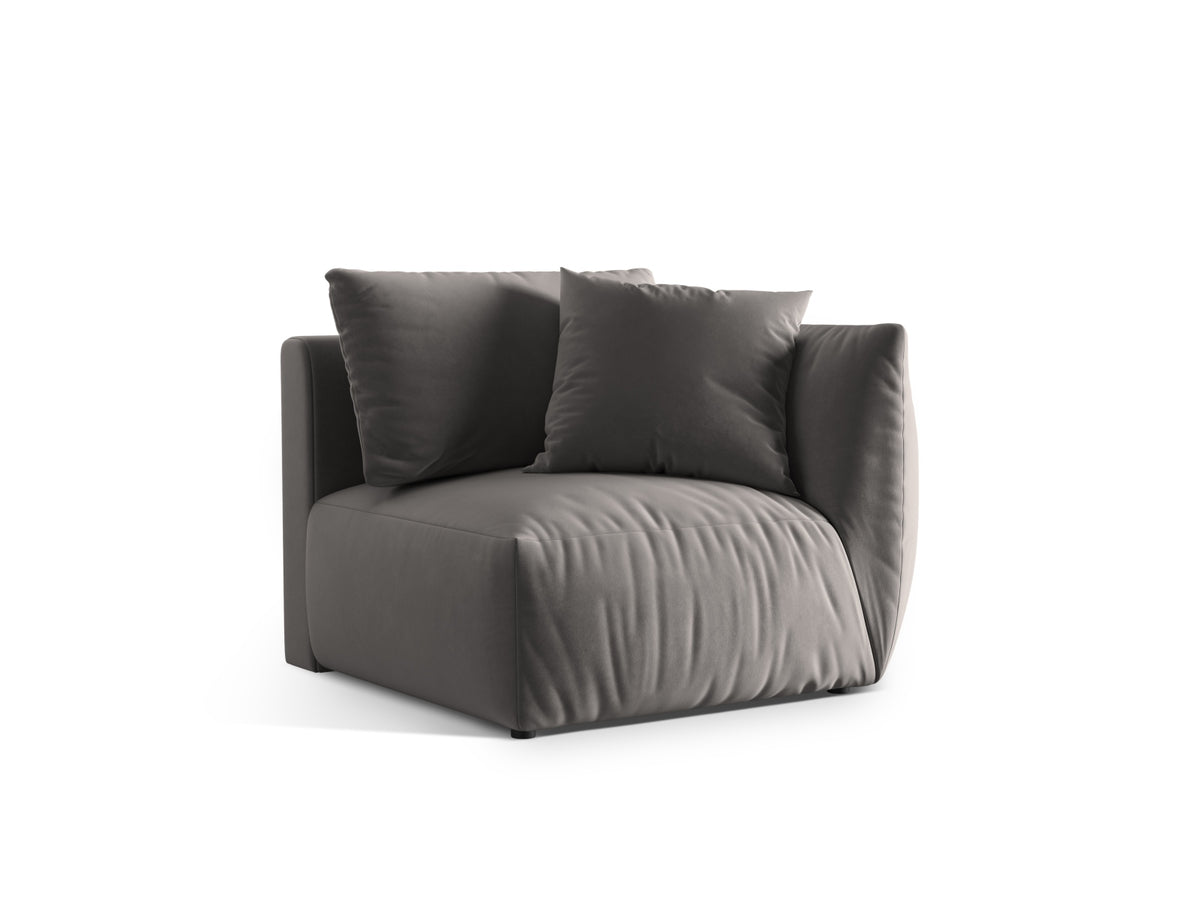 Chris Velour Modul rechts 1 Sitzer in Grey-Casino präsentiert im Onlineshop von KAQTU Design AG. Modulares Sofa ist von Micadoni