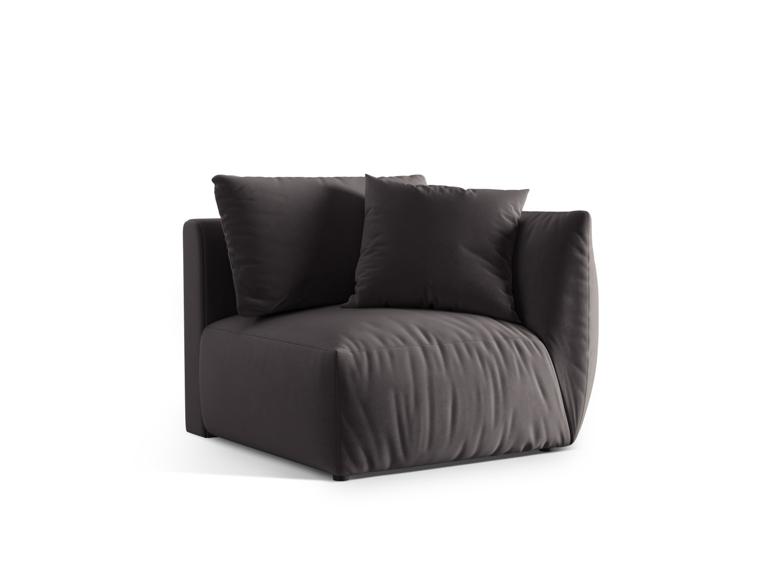 Elegantes Chris Velour Modul rechts 1 Sitzer in Dunkelgrau, ideal für individuelles Sofa-Design von Micadoni, erhältlich bei KAQTU.
