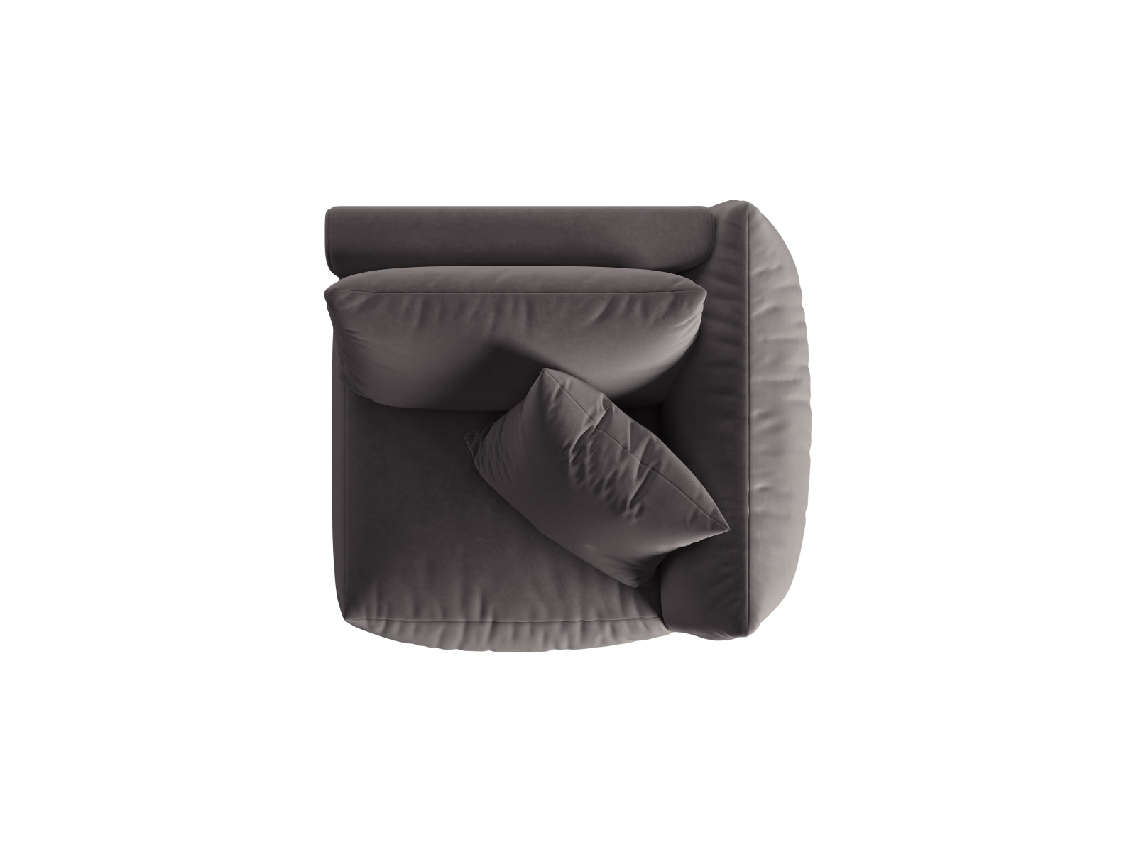 Elegantes Chris Velour Modul rechts 1 Sitzer in hochwertigem Dunkelgrau, ideal für individuelle Sofa-Arrangements von Micadoni.