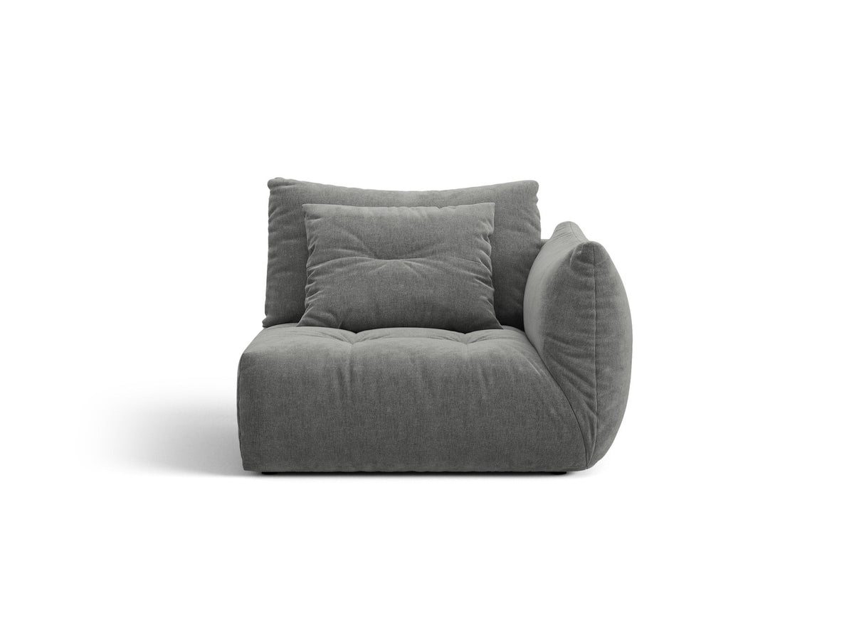 Modulares Sofa Bloom Modul von Micadoni in Leichtes Beige mit Casino-Stoffbezug aus Velours und schwarzen Kunststoffbeinen.
