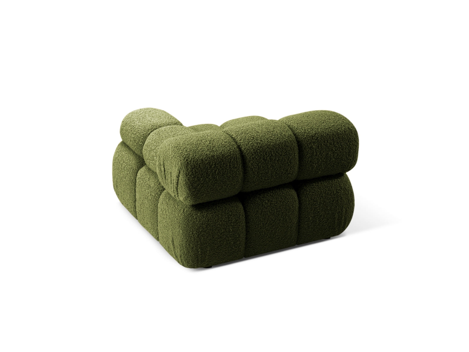 Elegantes Bellis Boucle Modul 1 Sitzer in sanftem Grün, ideal für stilvolle Wohnräume und individuelle Einrichtungsideen.