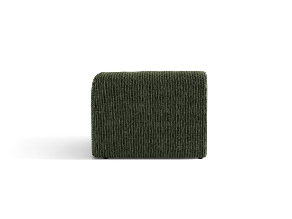 Miley Einsitzer von Micadoni: modulares Sofa-Modul in Dunkelbeige mit Stoffbezug Bluvel 30, schwarzen Kunststoffbeinen und gepolsterter Rückenlehne.