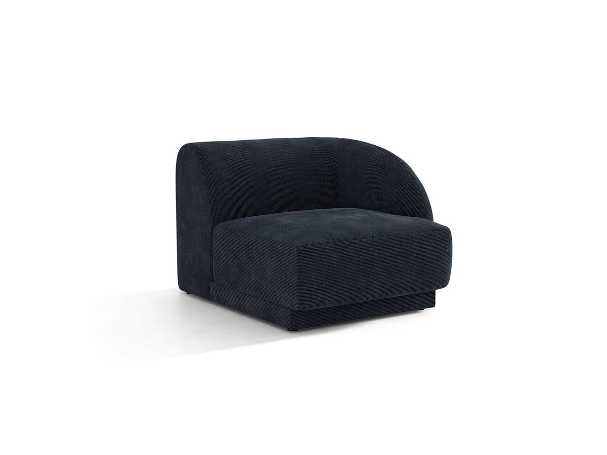 Miley Einsitzer von Micadoni: modulares Sofa-Modul in Dunkelbeige mit Stoffbezug Bluvel 30, schwarzen Kunststoffbeinen und gepolsterter Rückenlehne.