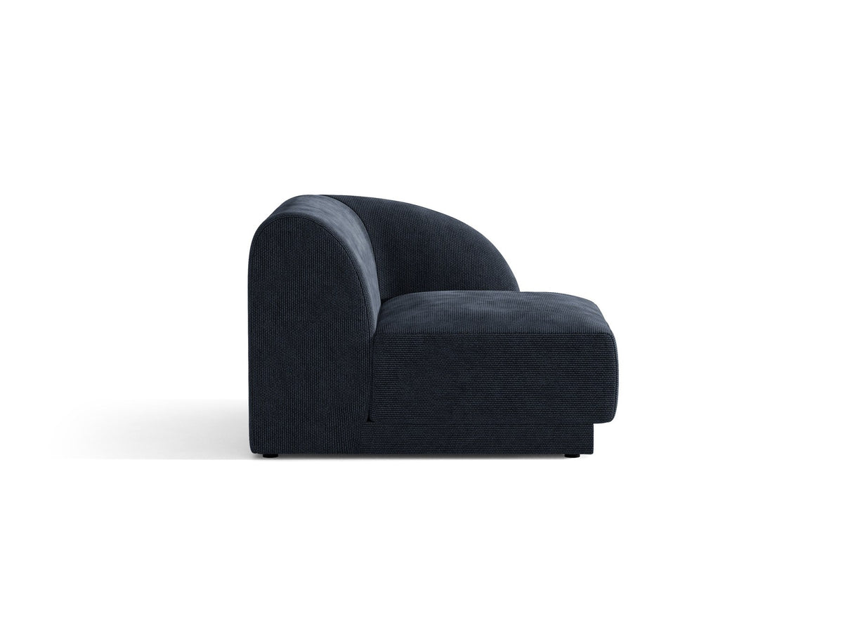 Miley Einsitzer von Micadoni: modulares Sofa-Modul in Dunkelbeige mit Stoffbezug Bluvel 30, schwarzen Kunststoffbeinen und gepolsterter Rückenlehne.