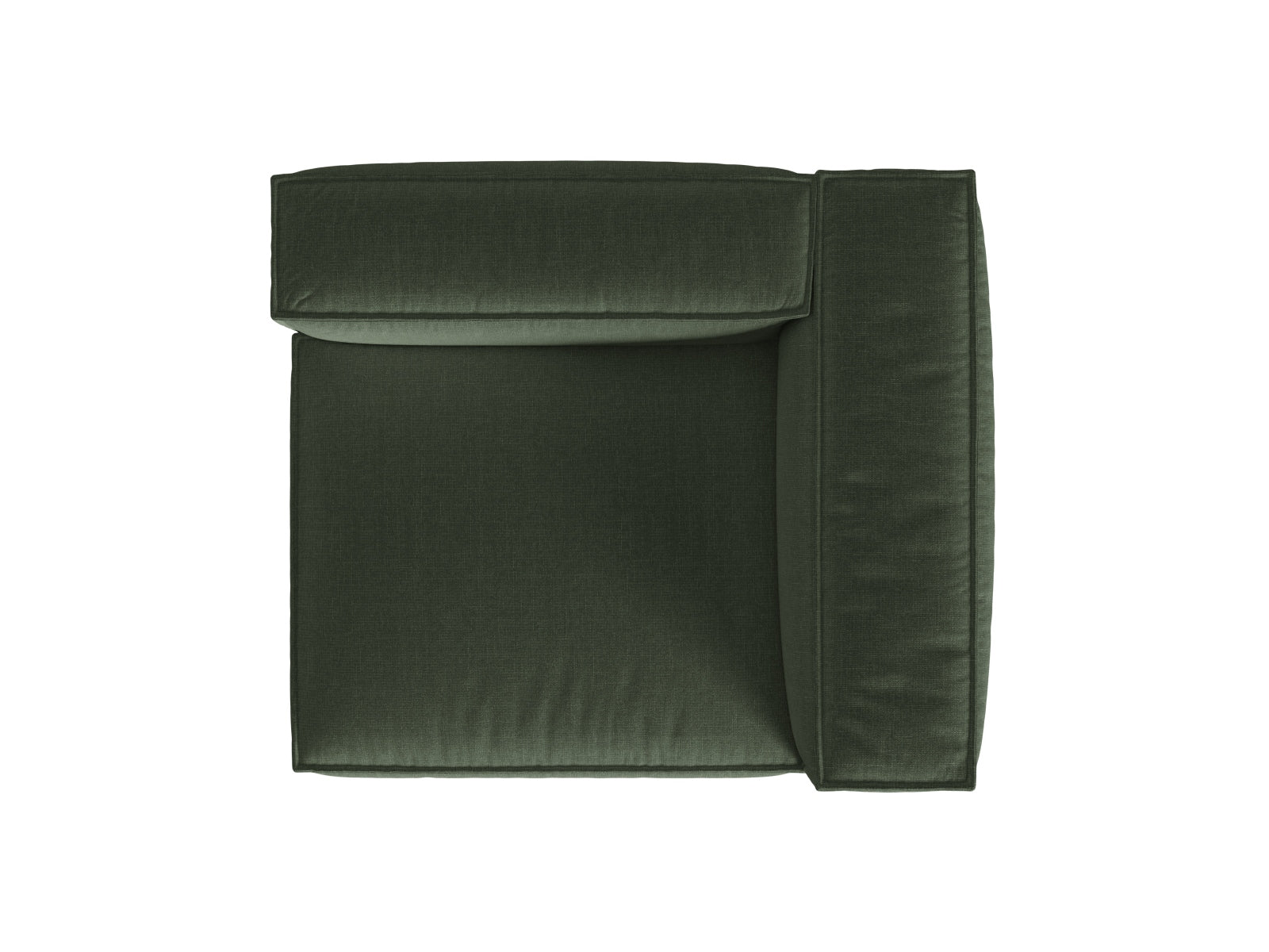 Stilvolles 1-Sitzer Sofa rechts Nuria in trendigem Moosgrün, perfekt für moderne Wohnkonzepte und gemütliche Akzente in jedem Raum.