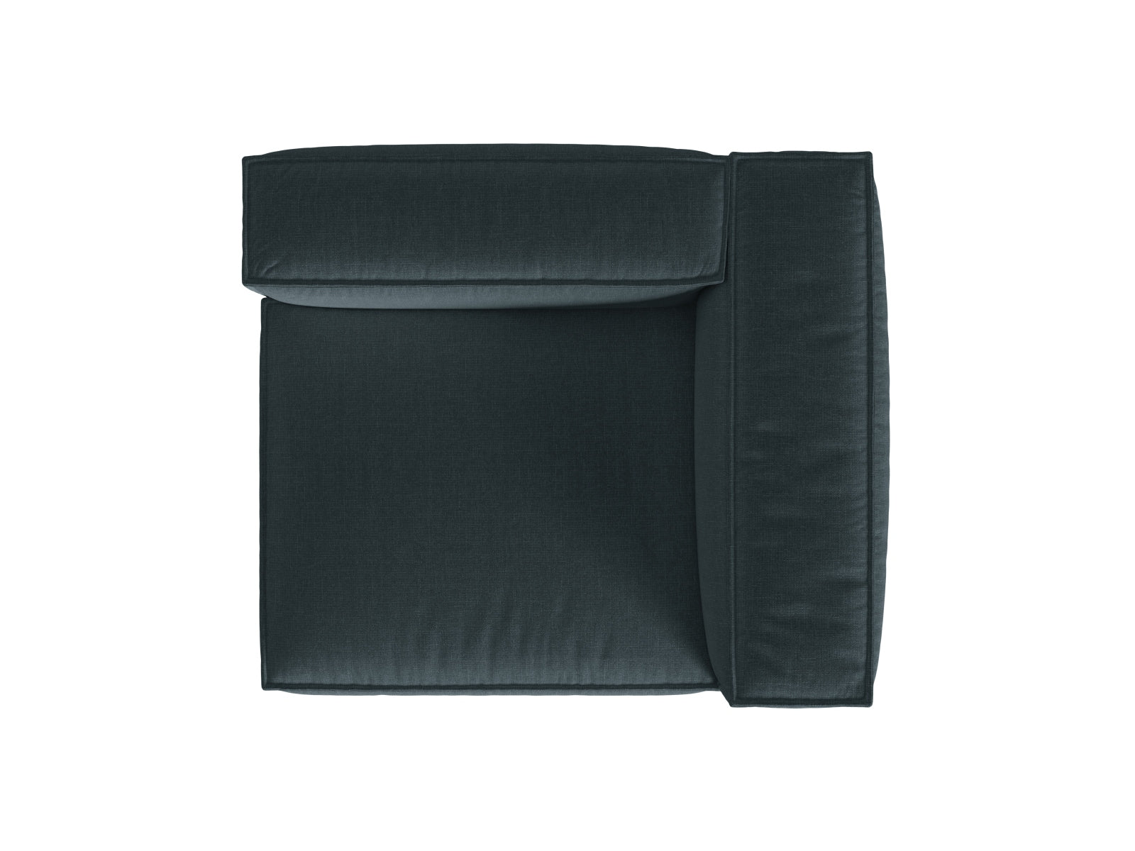 Stylisches 1-Sitzer Sofa rechts Nuria in trendigem Petrol, perfekt für kreative Raumlösungen und modernes Wohndesign.
