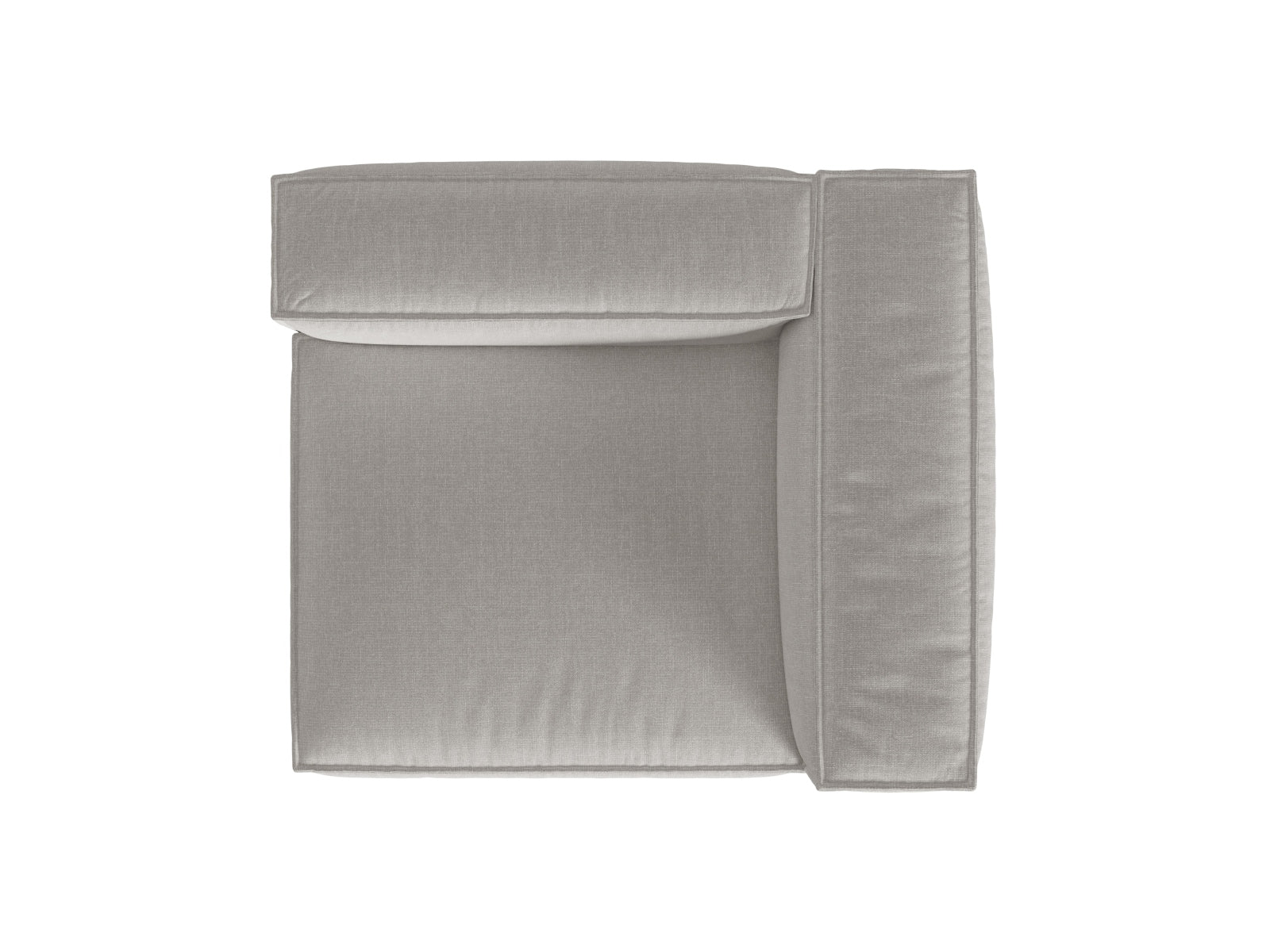 Stylisches 1-Sitzer Sofa rechts Nuria in sanftem Grau, perfekt für kreative Raumkonzepte und zeitgemäße Einrichtung.