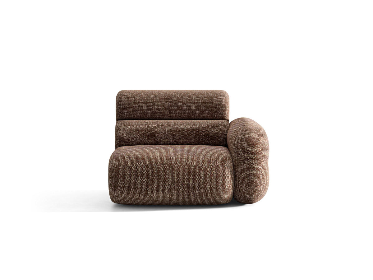 Modulares Sofa Neo von Micadoni in dunklem Olivgrün mit Baloo-Stoffbezug, hoher Rückenlehne und schwarzen Kunststoffbeinen.