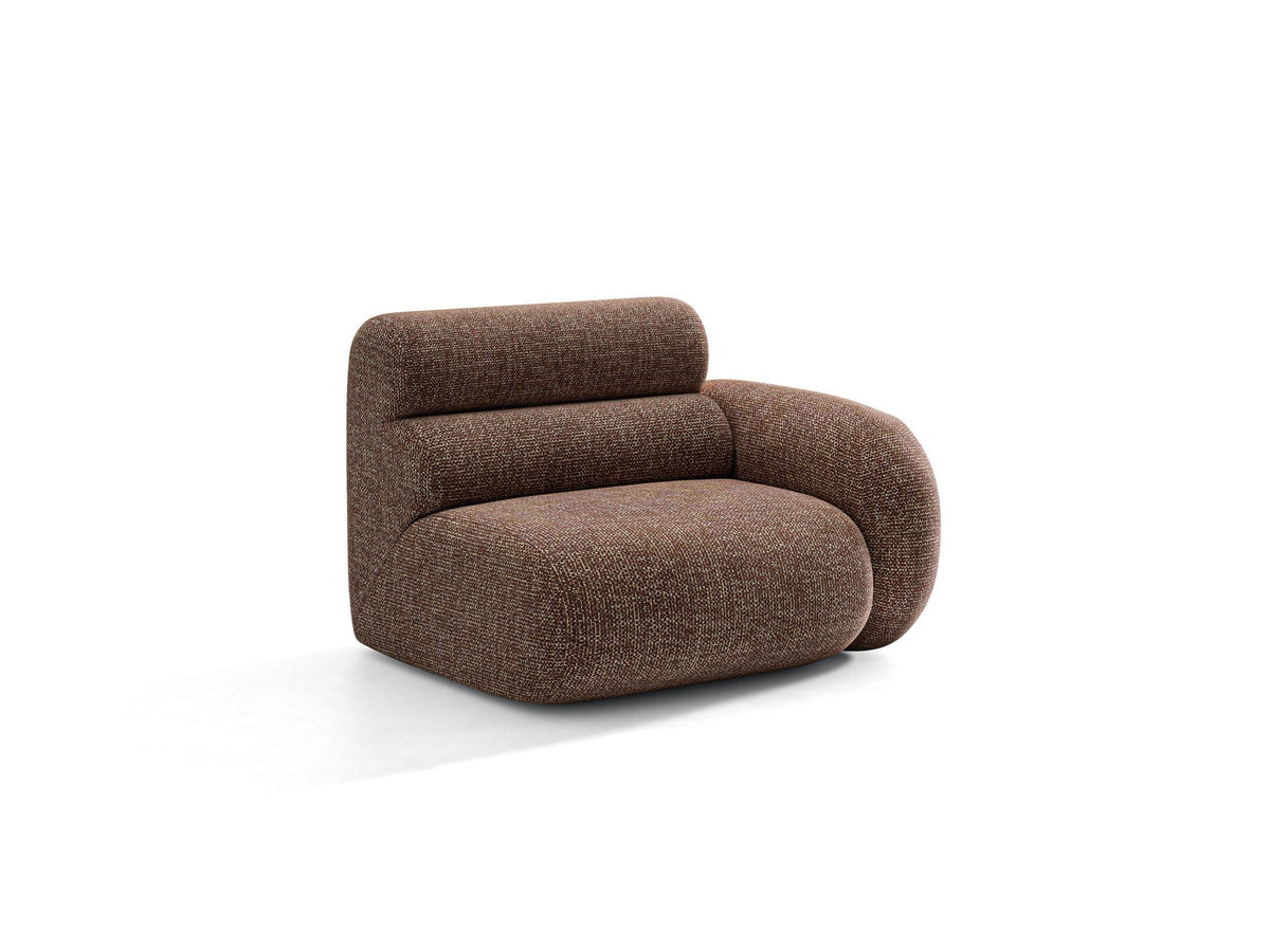 Modulares Sofa Neo von Micadoni in dunklem Olivgrün mit Baloo-Stoffbezug, hoher Rückenlehne und schwarzen Kunststoffbeinen.