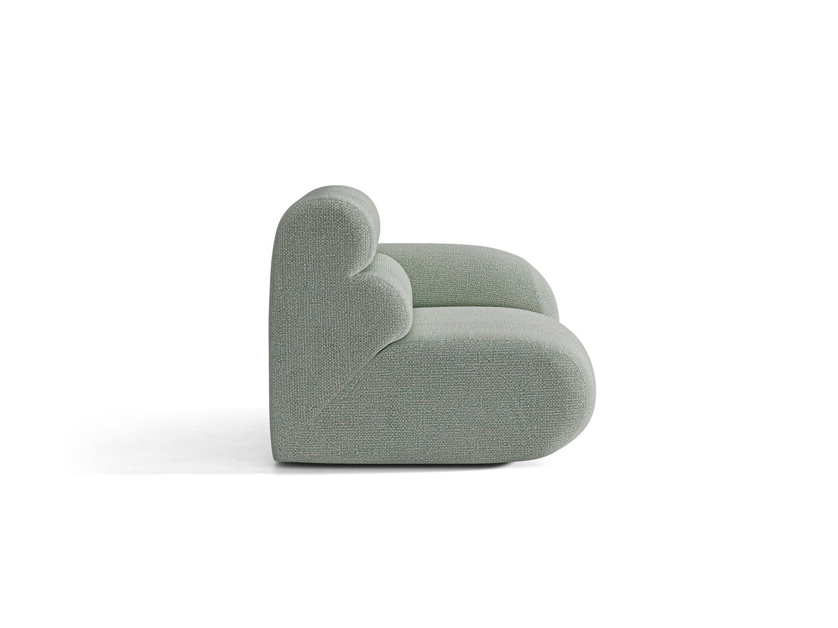 Modulares Sofa Neo von Micadoni in dunklem Olivgrün mit Baloo-Stoffbezug, hoher Rückenlehne und schwarzen Kunststoffbeinen.