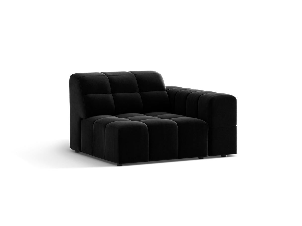 Modulares Sofa Jennifer von Micadoni in leichtem Beige mit Eden-Stoff, schwarzen Kunststoffbeinen und rechter Ausrichtung.