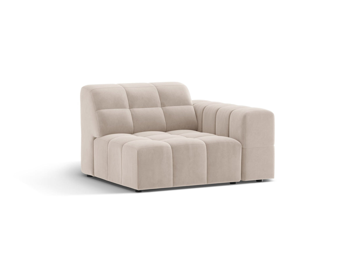 Modulares Sofa Jennifer von Micadoni in leichtem Beige mit Eden-Stoff, schwarzen Kunststoffbeinen und rechter Ausrichtung.