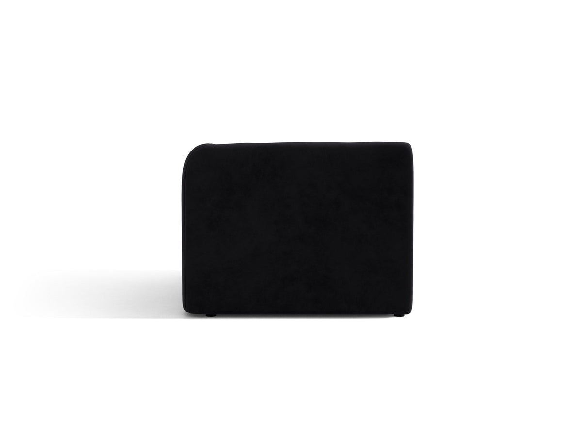 Miley Einsitzer von Micadoni: modulares Sofa-Modul in Dunkelbeige mit Stoffbezug Bluvel 30, schwarzen Kunststoffbeinen und gepolsterter Rückenlehne.