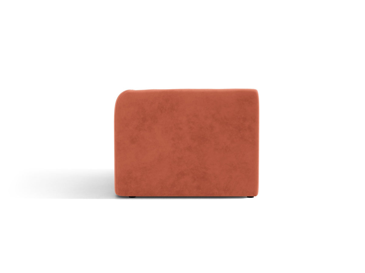 Miley Einsitzer von Micadoni: modulares Sofa-Modul in Dunkelbeige mit Stoffbezug Bluvel 30, schwarzen Kunststoffbeinen und gepolsterter Rückenlehne.
