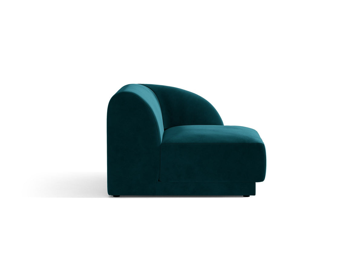 Miley Einsitzer von Micadoni: modulares Sofa-Modul in Dunkelbeige mit Stoffbezug Bluvel 30, schwarzen Kunststoffbeinen und gepolsterter Rückenlehne.