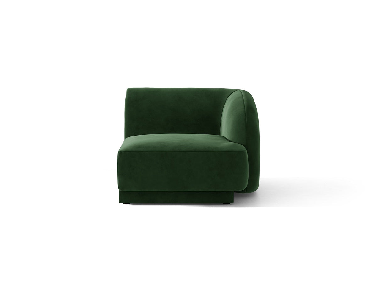 Miley Einsitzer von Micadoni: modulares Sofa-Modul in Dunkelbeige mit Stoffbezug Bluvel 30, schwarzen Kunststoffbeinen und gepolsterter Rückenlehne.
