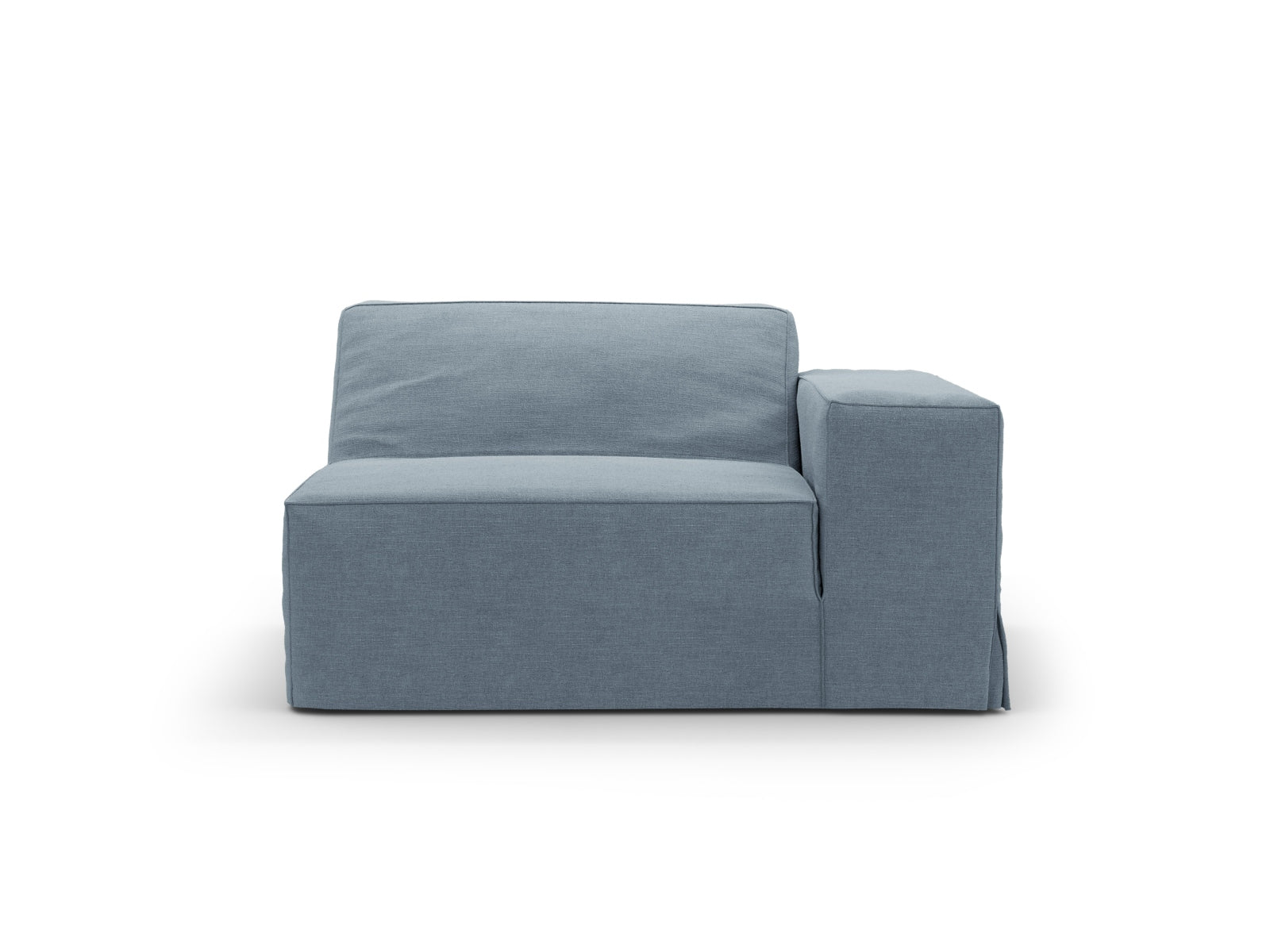 Eleganter Jodie Modul 1 Sitzer rechts in sanftem Blau, ideal für individuelles Wohndesign und stilvolle Wohnräume.