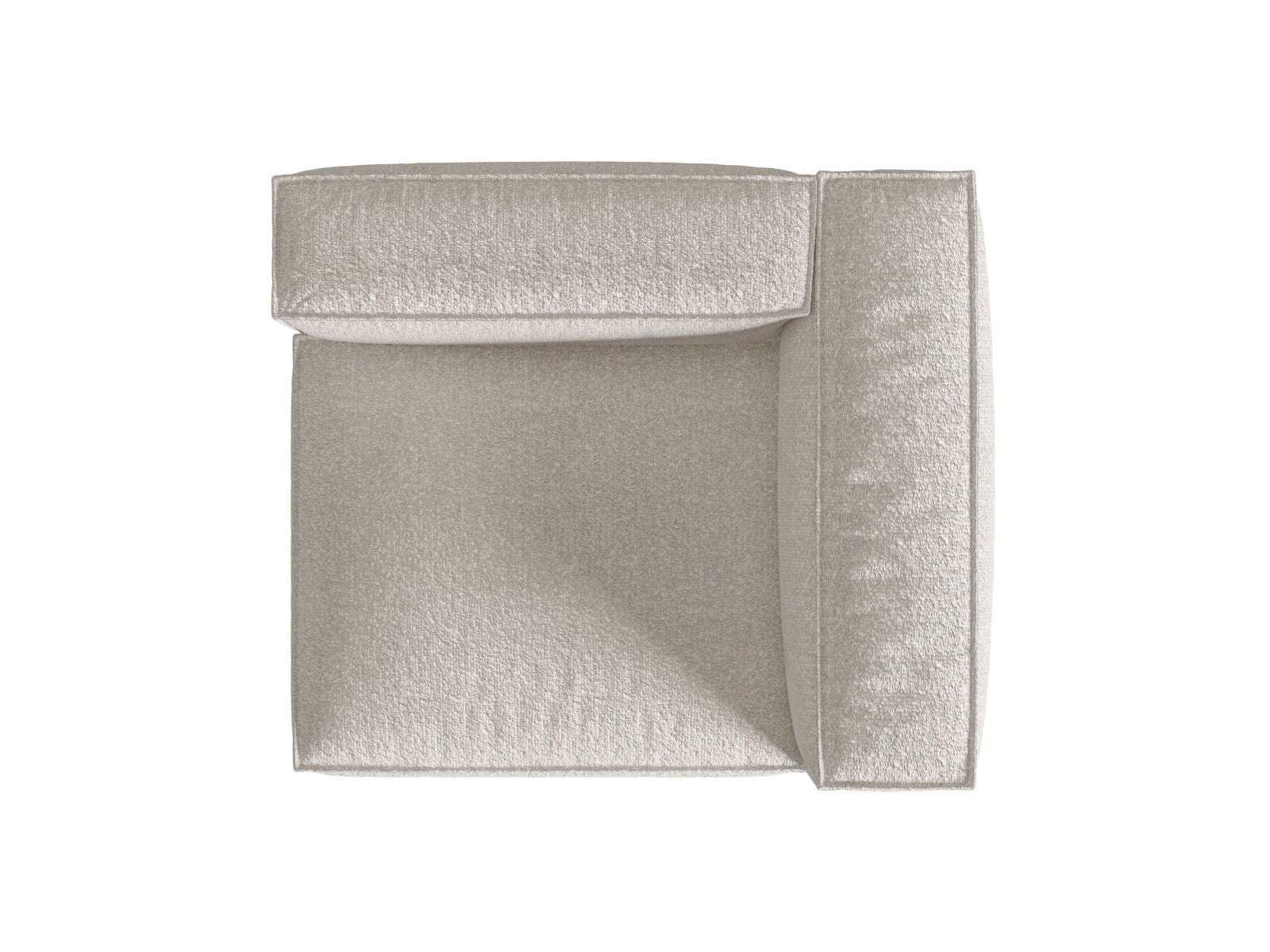 Stylisches Nuria Boucle 1-Sitzer Sofa in sanften Grau-Beige-Tönen, perfekt für zeitgemäße Inneneinrichtungen und vielseitige Raumgestaltungen.
