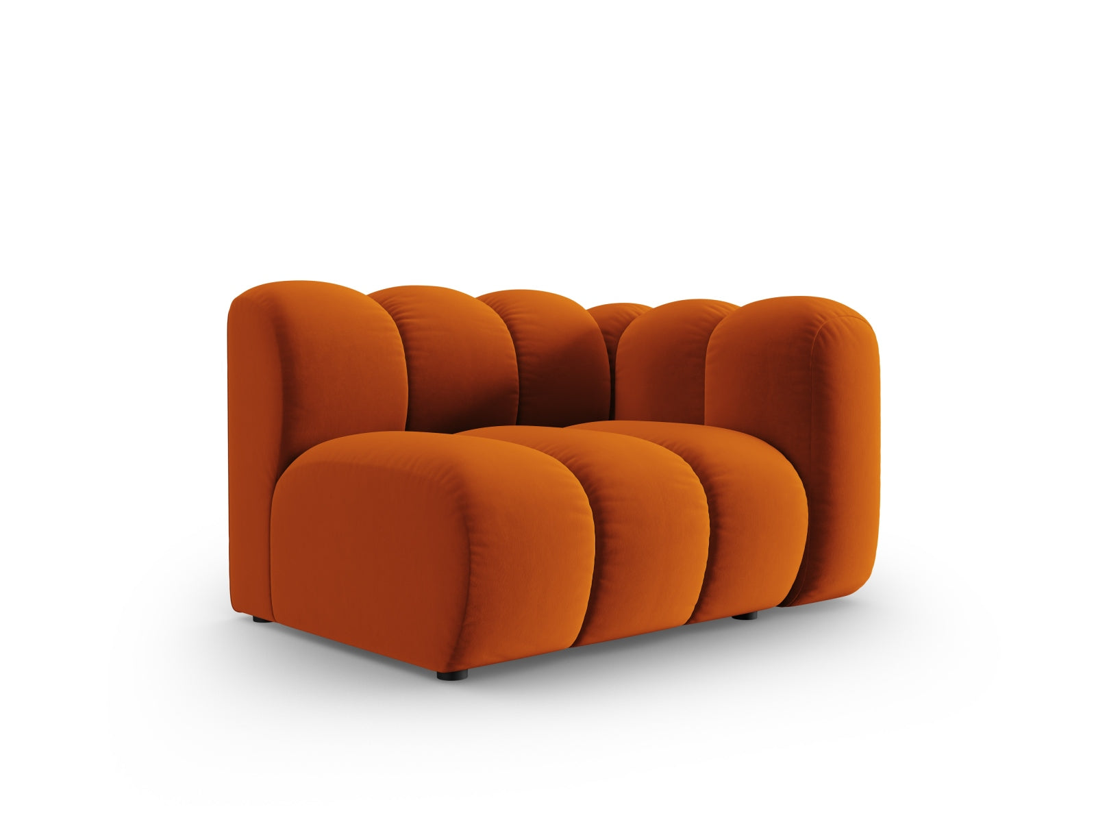 Elegantes Lupine Velour Modul rechts 1 Sitzer in warmem Terracotta, ideal für individuelles Sofa-Design von Micadoni.