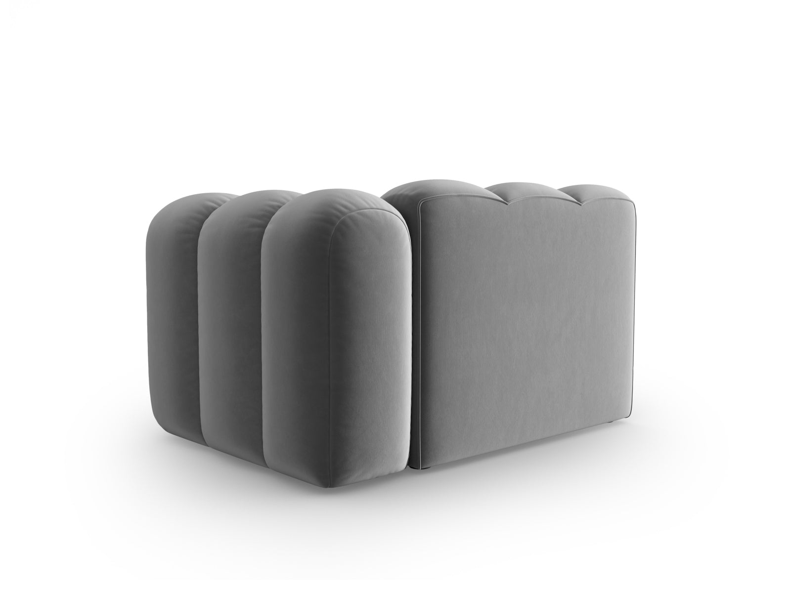 Stylisches Lupine Velour Modul für ein 1-Sitzer Sofa in edlem Grau, perfekt für kreative Raumkonzepte und zeitgemäße Einrichtung.