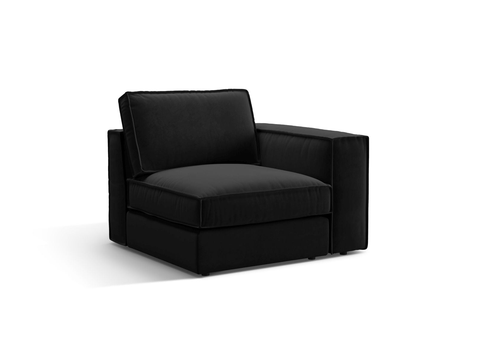 Stylisches 1-Sitzer Modul rechts Pola in zeitlosem Schwarz, perfekt für kreative Sofa-Kombinationen und zeitgemäße Wohnkonzepte.