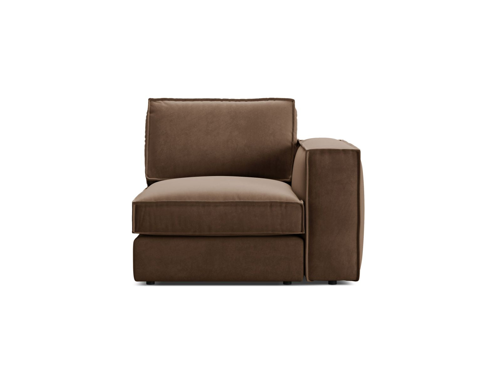 Elegantes 1-Sitzer Modul rechts Pola in luxuriösem Chocolate-Salvador, ideal für individuelle Sofa-Arrangements und zeitgemäße Einrichtung.
