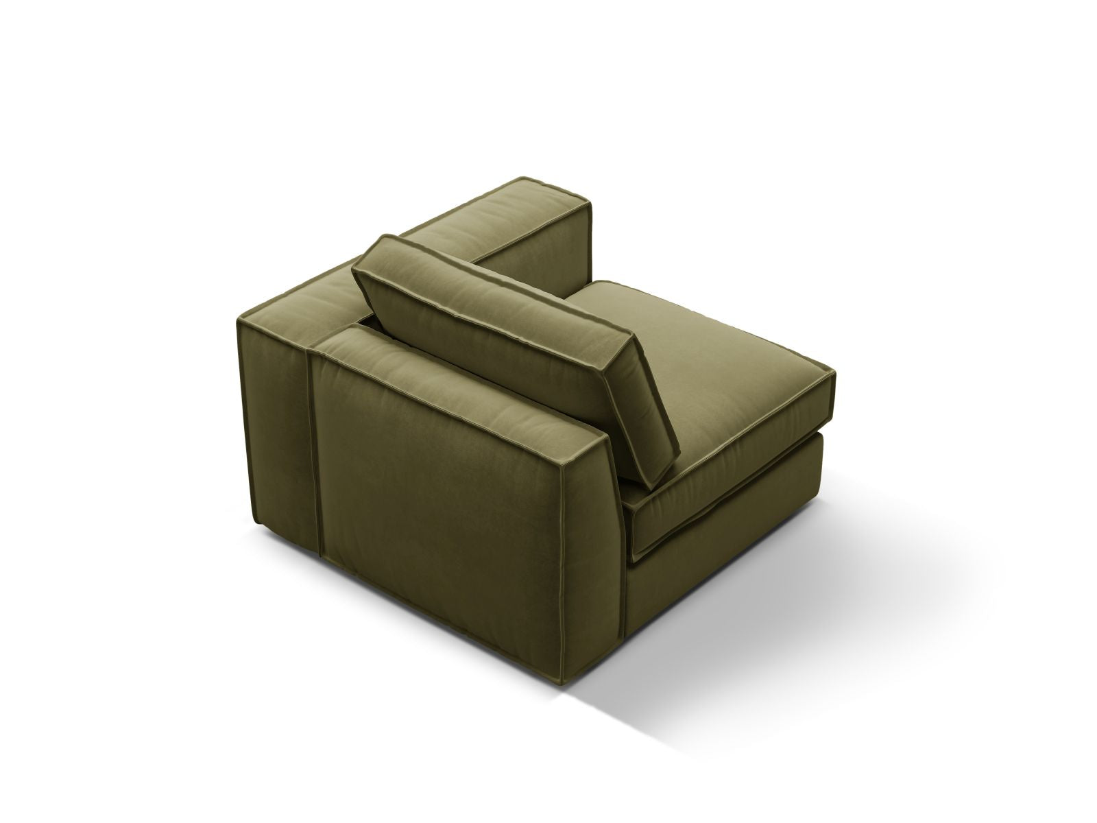 Stylisches 1-Sitzer Modul rechts Pola in Green-Salvador, perfekt für kreative Raumgestaltungen. Hochwertige Verarbeitung und modernes Design von Micadoni.