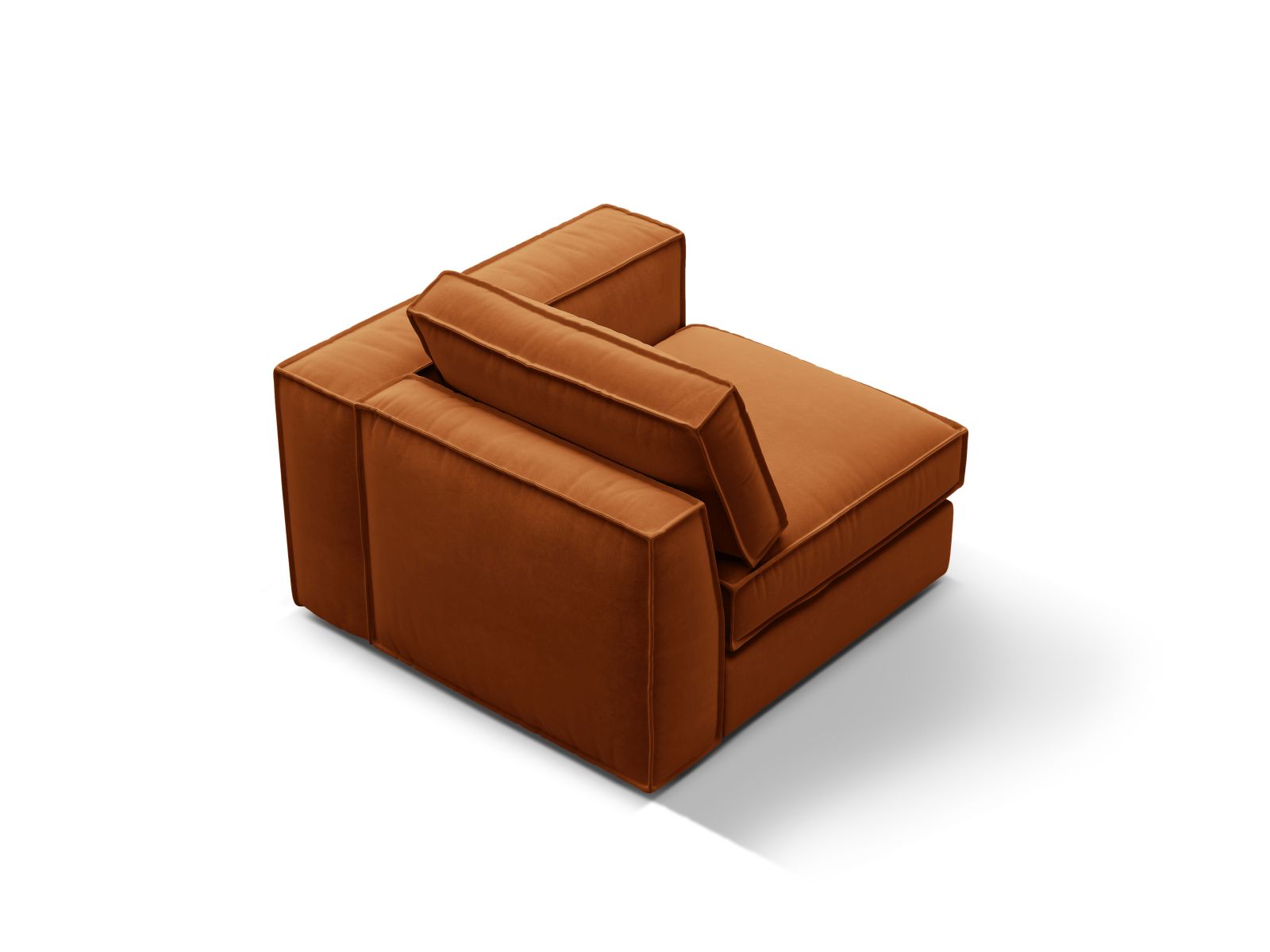 Stylisches 1-Sitzer Modul rechts Pola in ansprechendem Terracotta, perfekt für kreative Sofa-Kombinationen und zeitgemäße Einrichtung von Micadoni.