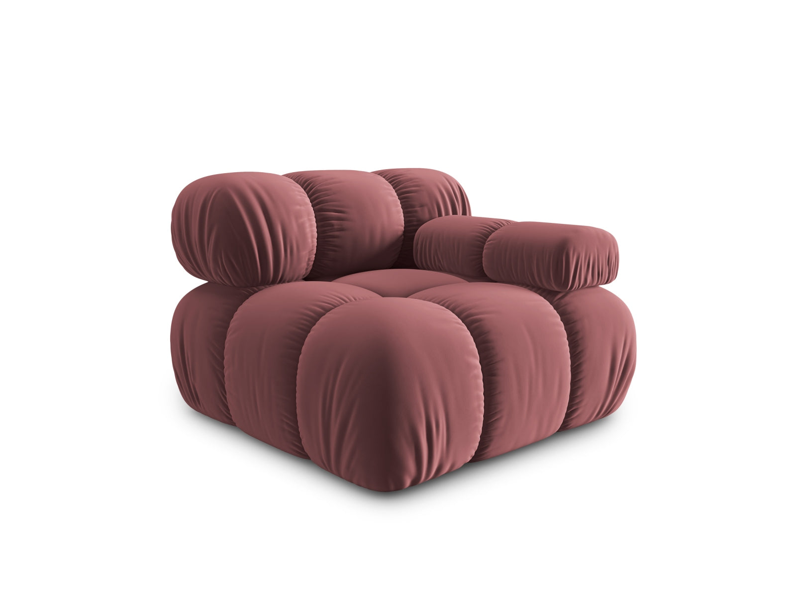 Rechtsseitiges Bellis Velour Modul 1 Sitzer in zartem Rosa, perfekt für moderne Wohnkonzepte und kreative Sofa-Layouts.