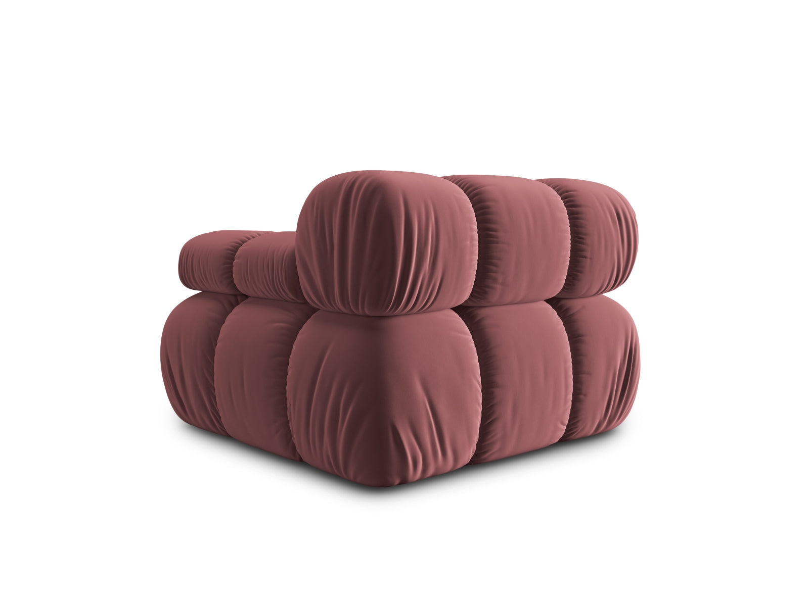 Rechtsseitiges Bellis Velour Modul für einen Sitzer in zartem Rosé, perfekt für moderne und anpassbare Wohnkonzepte.
