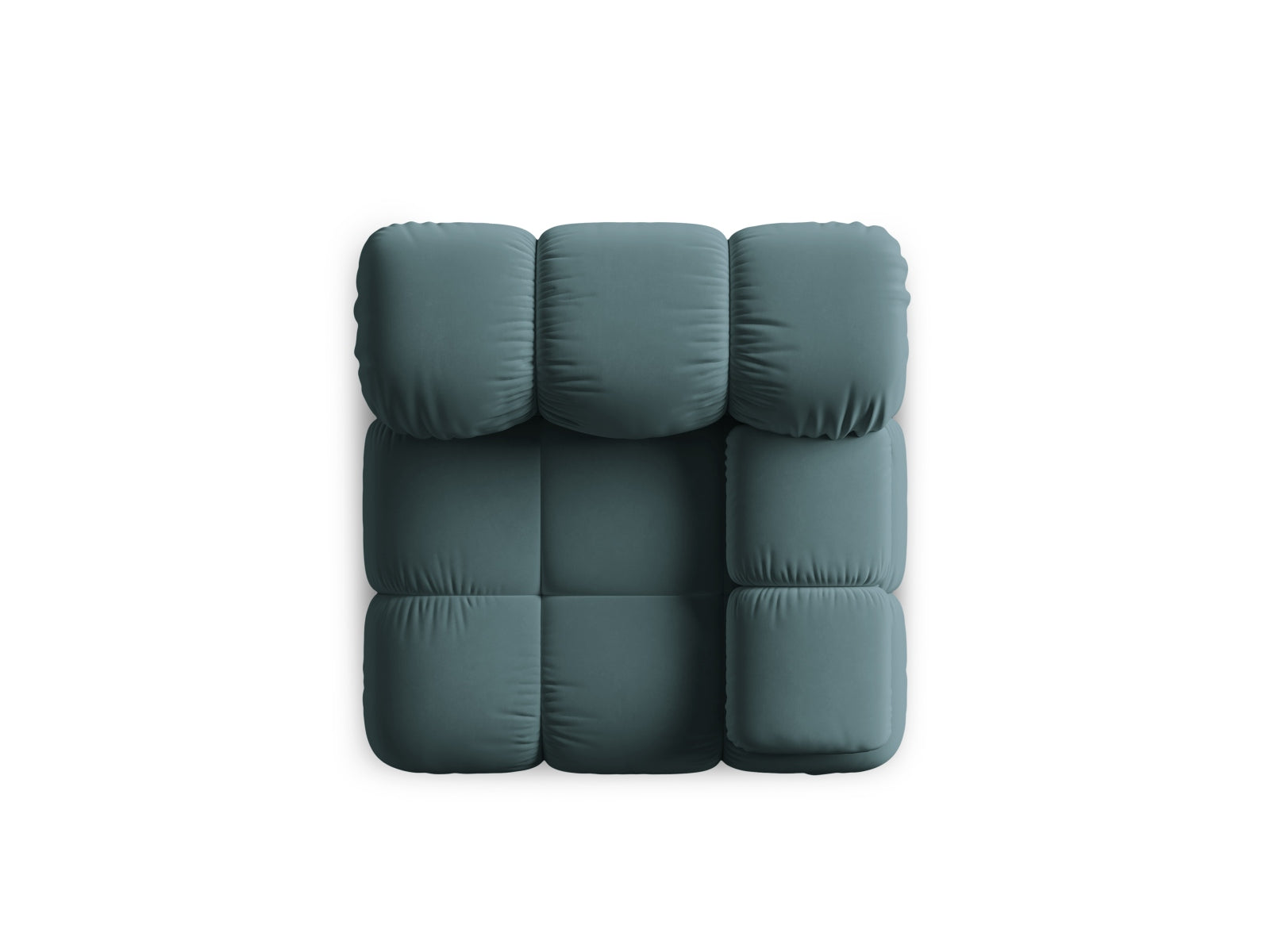 Elegantes 1-Sitzer Modul Bellis in Türkis aus luxuriösem Velours, ideal für stilvolle und einladende Wohnräume.