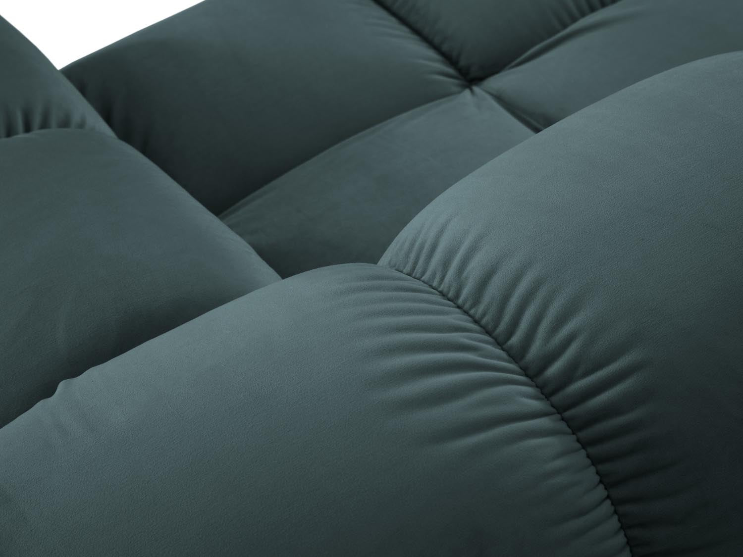 Elegantes 1-Sitzer Modul Bellis in zartem Türkis, aus luxuriösem Velours, ideal für stilvolle und modulare Sofalösungen.