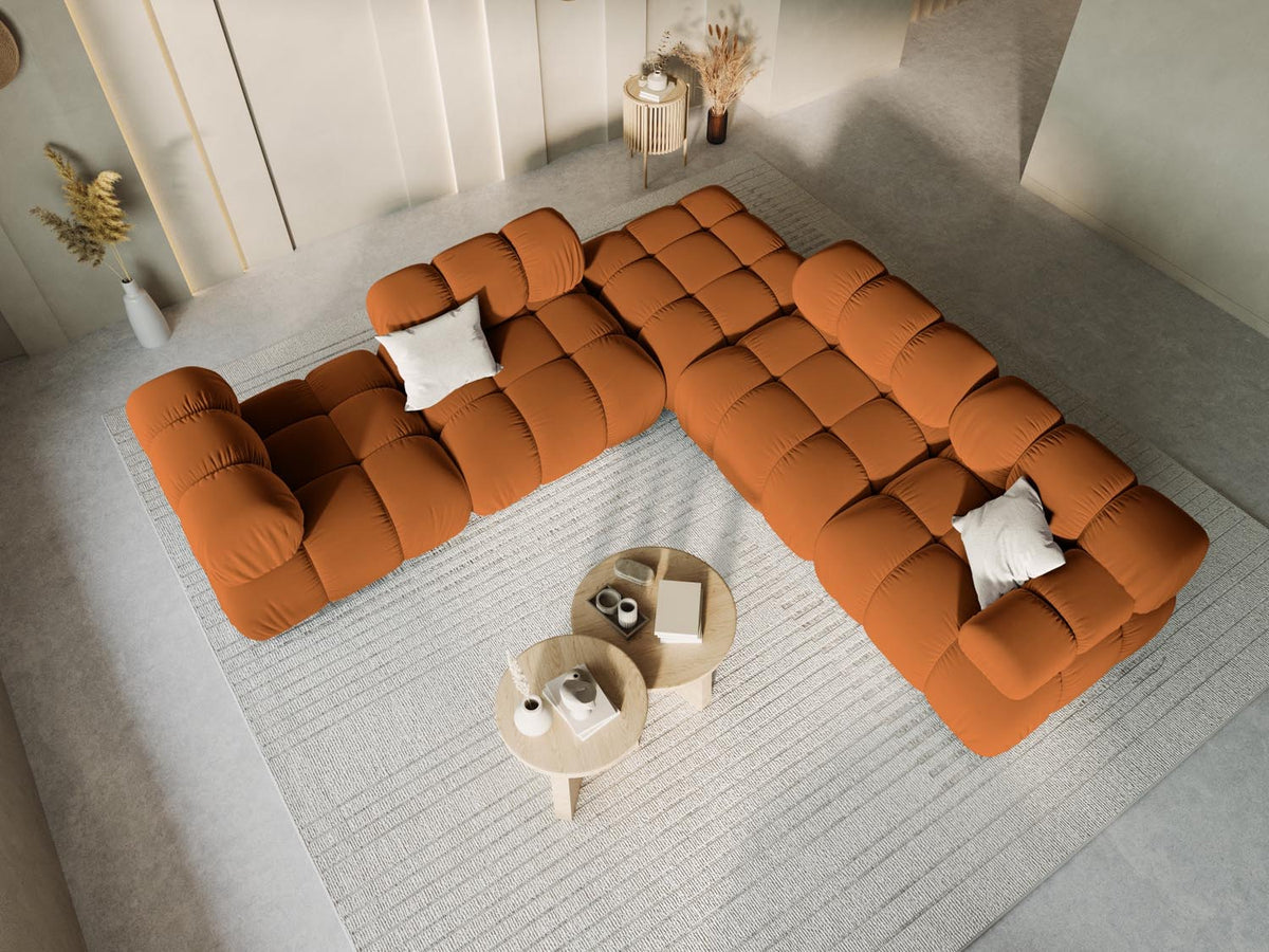 Bellis Velour Modul rechts 1 Sitzer in Terracotta-Bluvel präsentiert im Onlineshop von KAQTU Design AG. Modulares Sofa ist von Micadoni